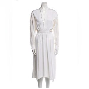 Vince Cream Long Sleeve Pleated Maxi Dress